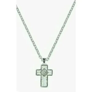 Montana Silversmiths Banded Feathered Cross Necklace Silver New In Box NWT